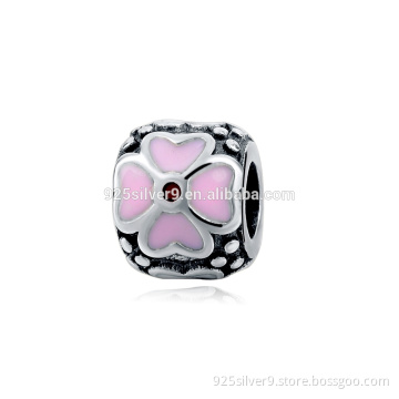 Pink enamel Cherry Blossom with 925 sterling silver